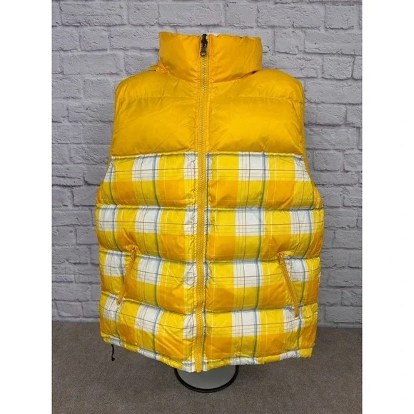 VTG Y2K Jordan Craig Yellow Plaid Reversible Puffer Vest Hooded Size 3XL NEW - Picture 4 of 13